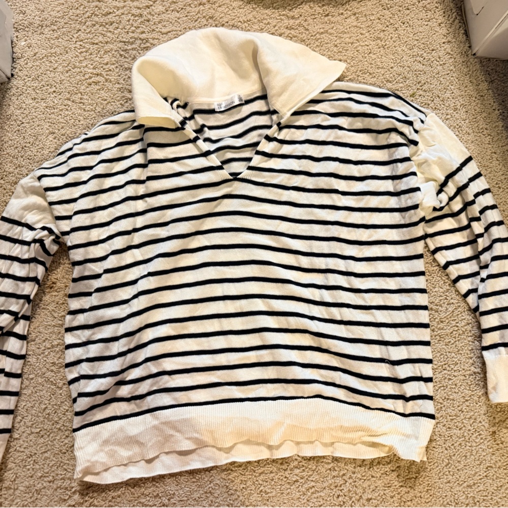 89th & Madison Black and White Striped Blouse